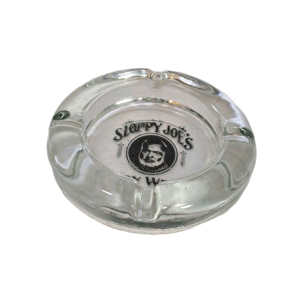Sloppy Joe's Bar Key West Glass Ashtray 4.5" Vtg Souvenir Advertising Florida